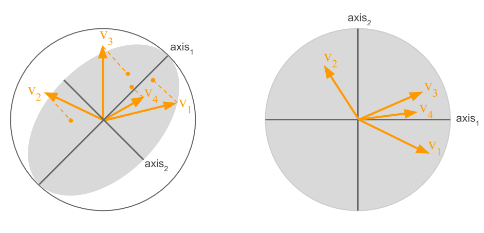 Projection of the variables on the first factorial plane